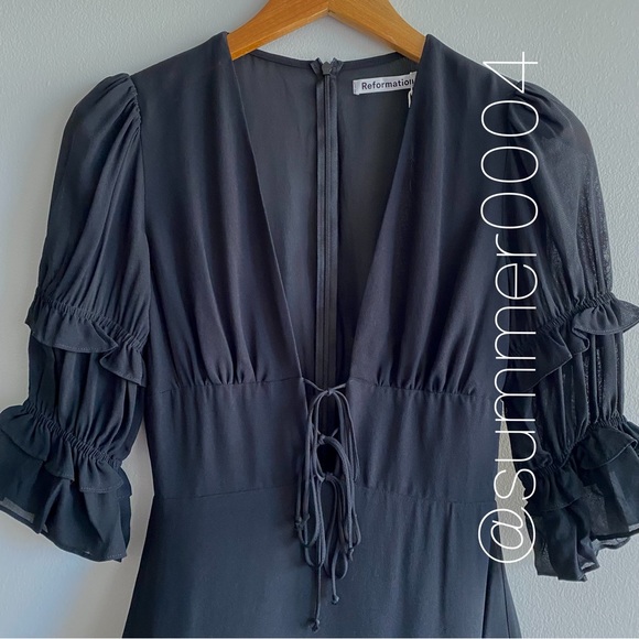 NWT Reformation Laurelai Mini Dress Black Petite P0 - Picture 3 of 11